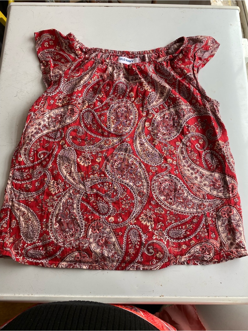 Old Navy Girls Paisley Boho Peasant Top Red Pink Size [size 8]